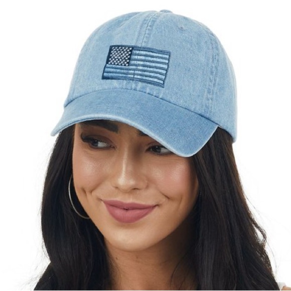 Denim American Flag Cap NWT